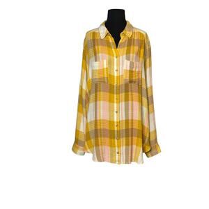 Pilcro yellow plaid long sleeves buttoned relaxed shirt size 1X